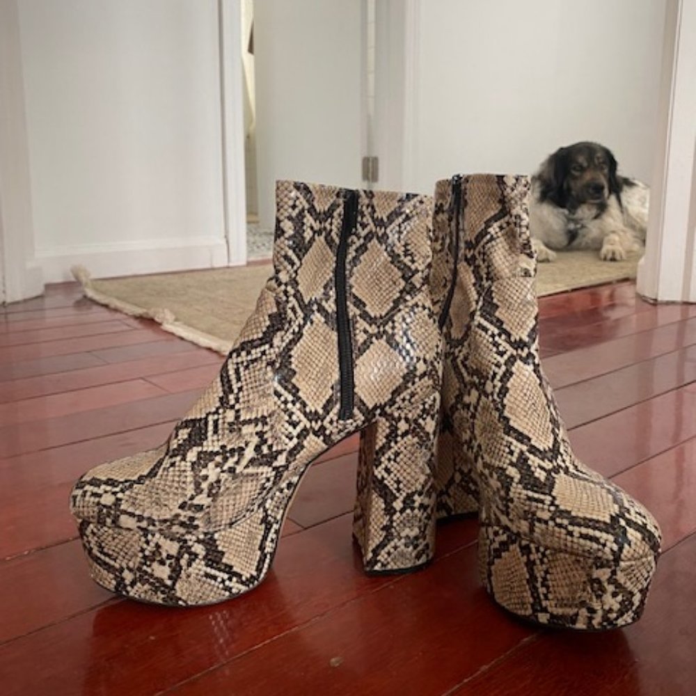 8.5 Women Platform Snakeskin Booties